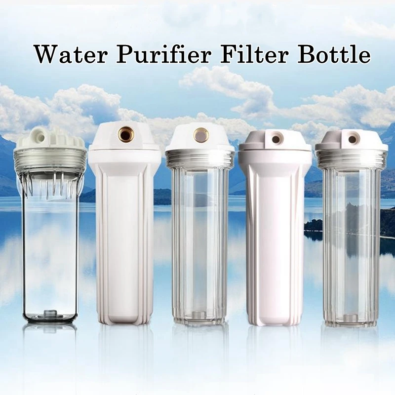 10 Inch Water Purifier Filter Bottle 1/4, 1/2 Inch Threaded Thickened Pressure-Resistant Explosion-Proof Filter Bottle