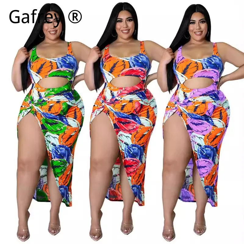 

5XL 4XL 3XL Plus Size 2026 Summer Two Piece Swimsuit Sexy Crop Top Long Skirt Set Beachwear Bathing Suit Fashion Vacation Outfit