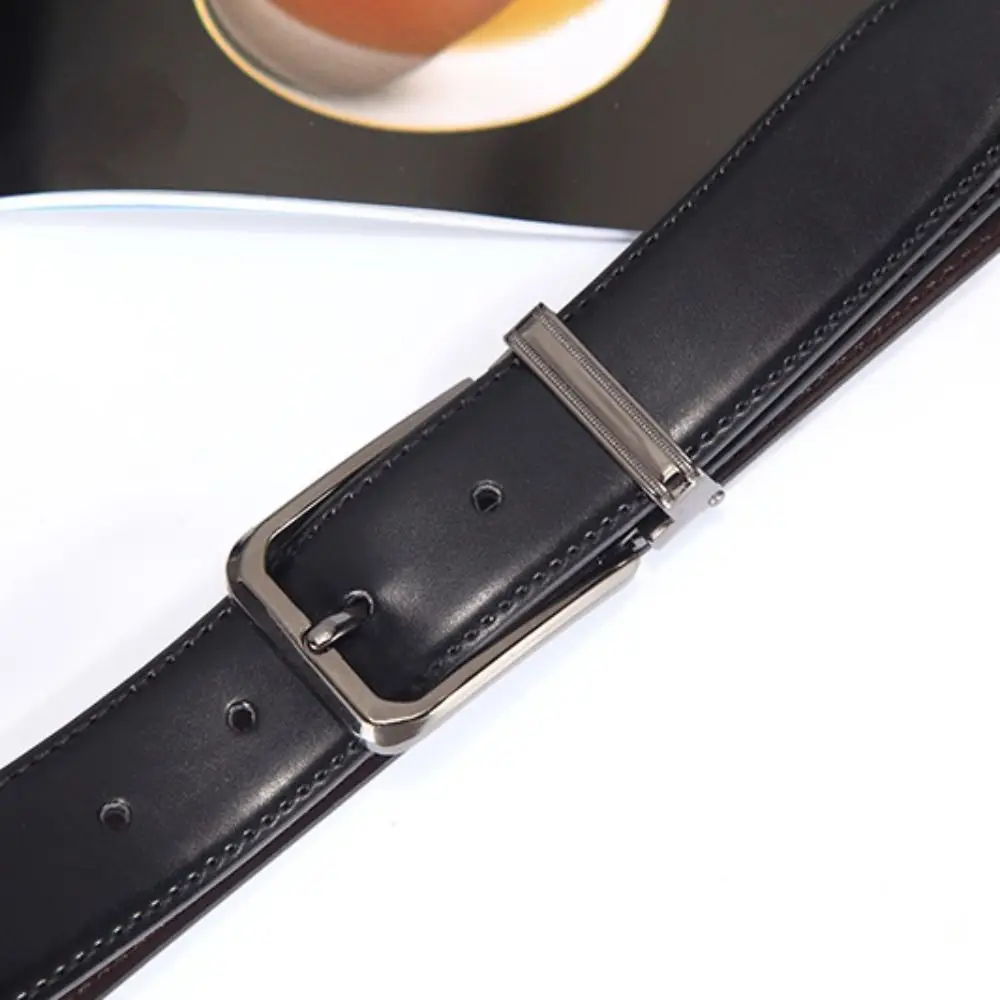 

Waist Accessories Double Sided Men Leather Belt Retro Brown Black Pin Buckle Belt Fashion Luxury Male Belt Business
