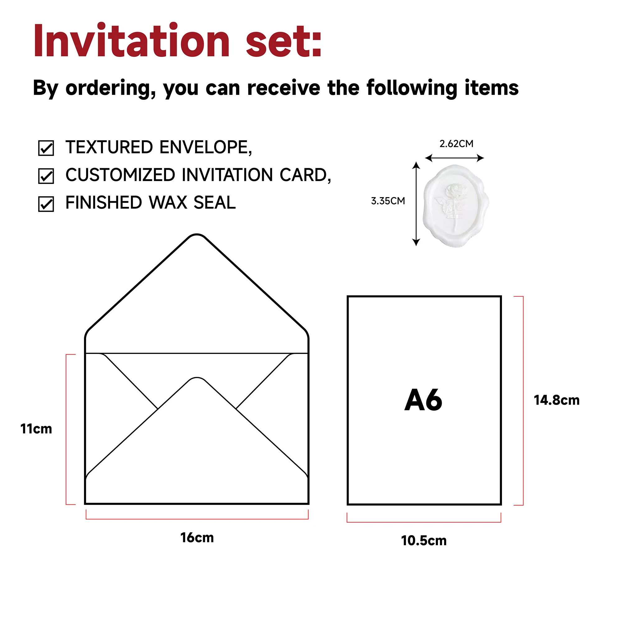 

Personalized Wedding Invitation Card Custom 15-70pcs with Envelopes and Wax Seal , Save the Date Wedding Editable Shower Cards