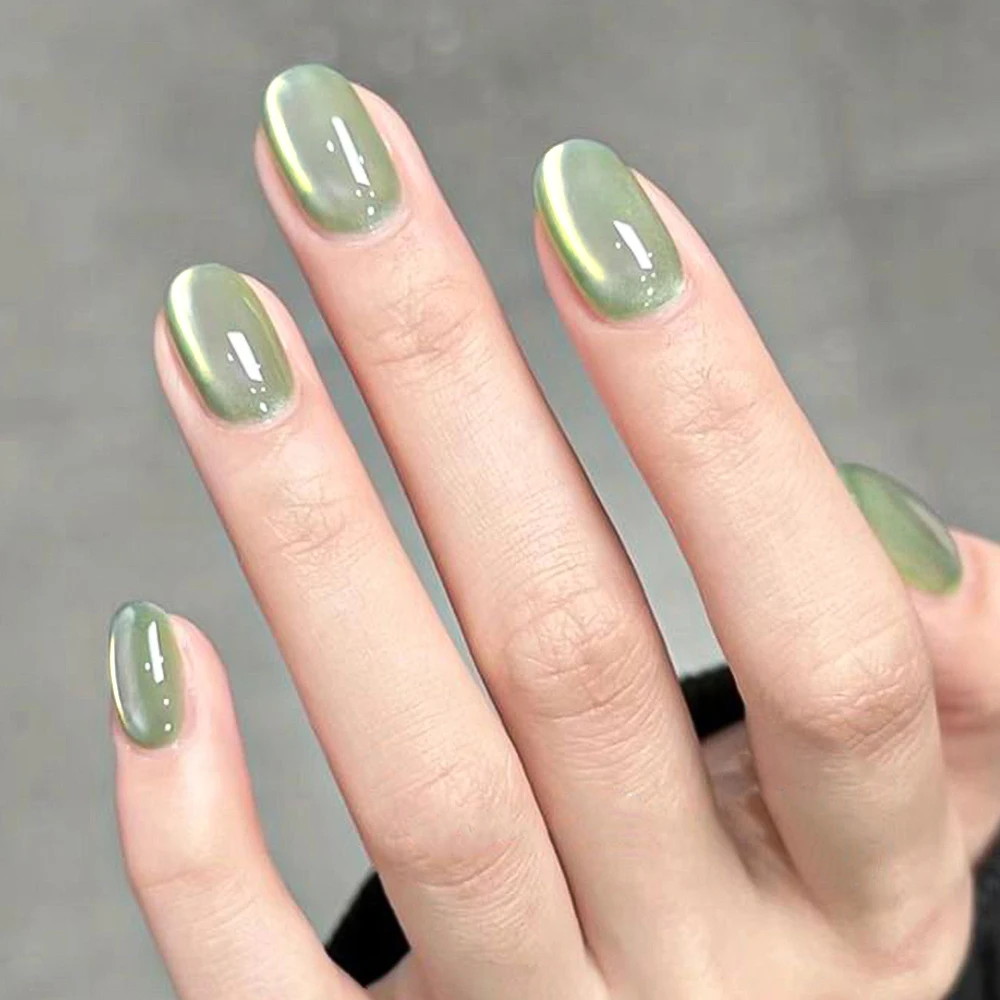 8ML Pink/Cyan/Yellow Water Light Magnetic Nail Polish Transparent Glass Beads Cat Eyes Gel Nail Polish Soak Off UV Manicure Gel