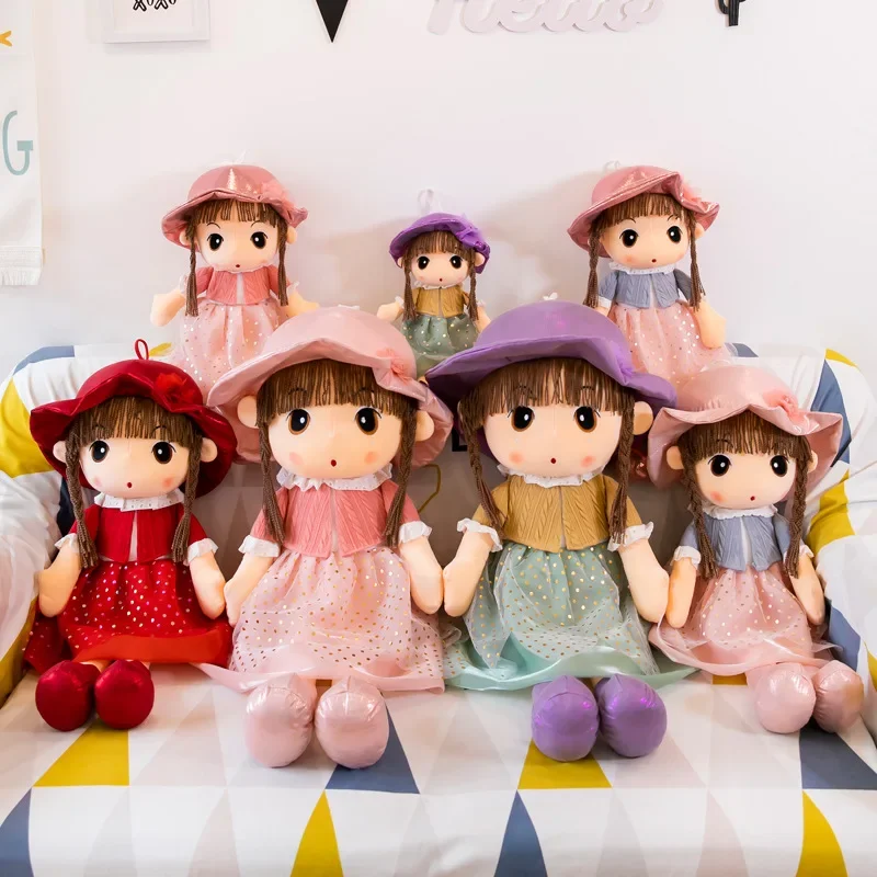 Cartoon Kawaii Girl Princess Doll Plush Toy Creative Wear Skirt Wearing Hat Little Girl Plush Toy Stuffed Plush Toys Girls Gifts