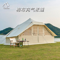 Camp quick open inflatable tent, outdoor 5-8 people thickened rainproof camping tent large space cotton roof tent