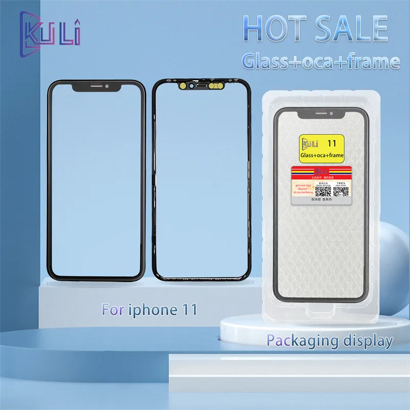 KULI Phone For Apple IPhone X XS 11 12 13 Pro Max Vitre Glass OCA Frame Panel Display Repair Screen Parts Seamless Tempered New