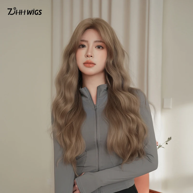 Long Loose Wave Cold Brown Wigs High Density Fluffy Synthetic Wigs for Women Daily Party Use Beginner Friendly 27.16 Inches