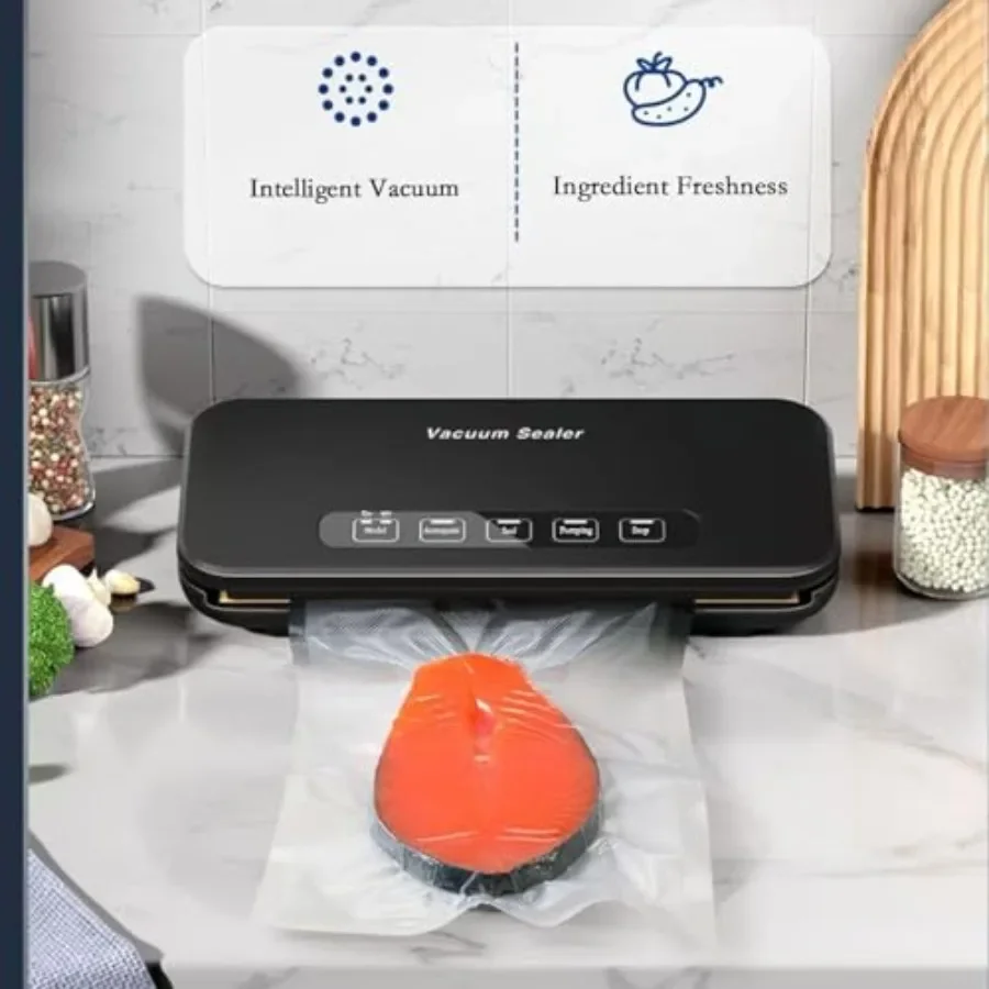 Vakuumiergerät, Lebensmittelversiegelungsgerät, 85 kPa, automatisch, 8-in-1, für Lebensmittelsparung, trockener, feuchter Modus mit integriertem CutterStorage Air Su