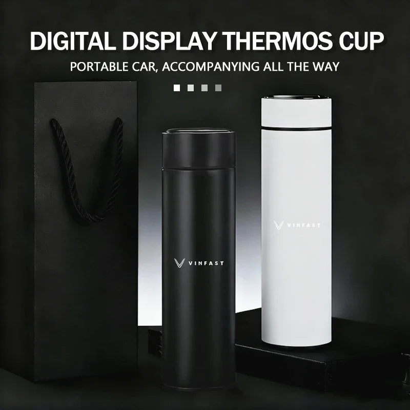 Car Temperature Display Thermos Cup Stainless Thermos Bottle For Vinfast VF5 VFe34 VF9 VF6 LUX A LUX SA VF9 Limo Green Herio