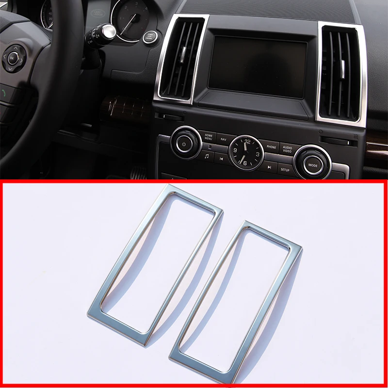 2pcs For Land Rover Freelander 2 Accessory Car Styling 2013-2015 Chrome Interior Center Air Conditioning Vent Outlet Frame Trim