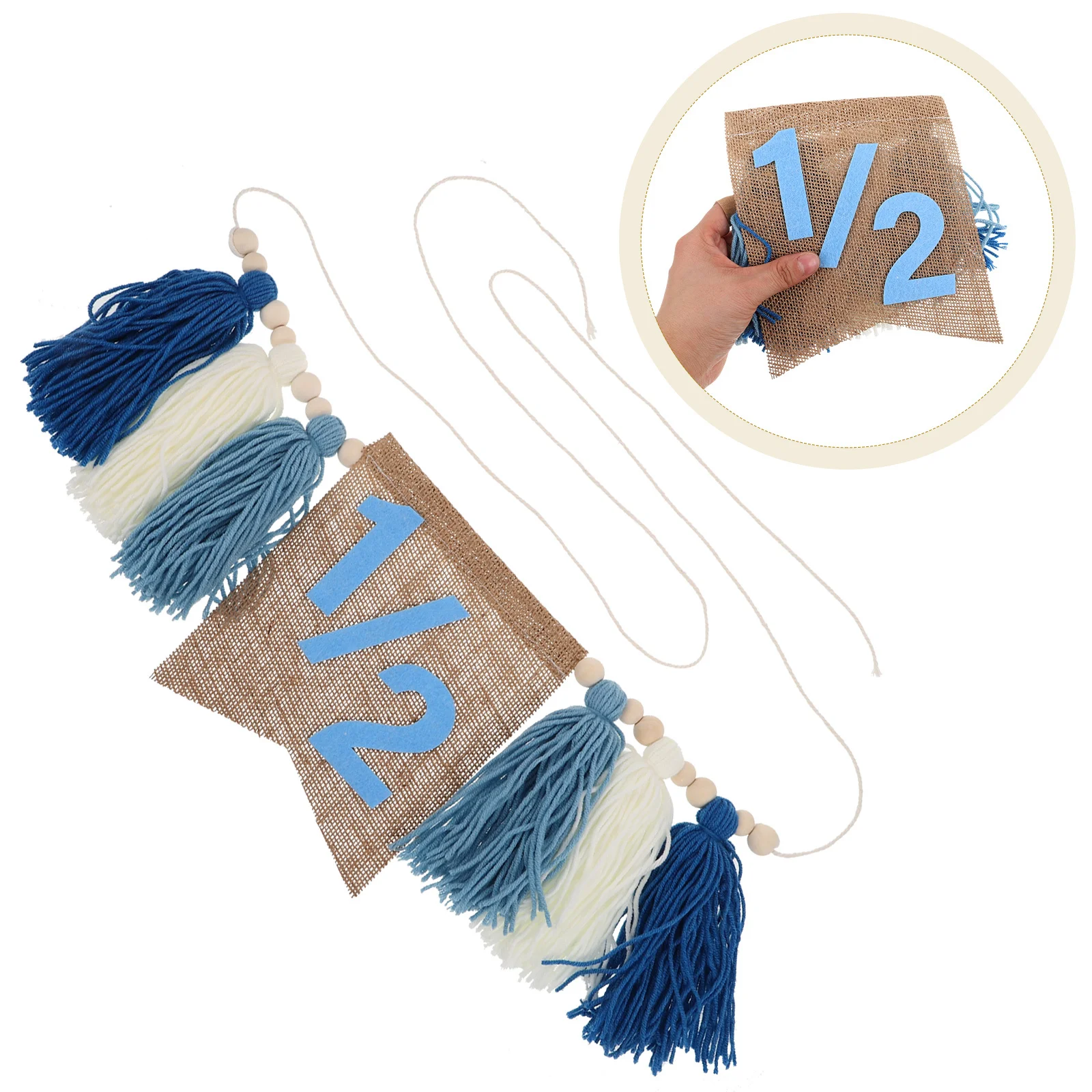 

Half Birthday Banner Boho Highchair Shower Tassel The Garland Tassels Sky-blue Decor Beaded
