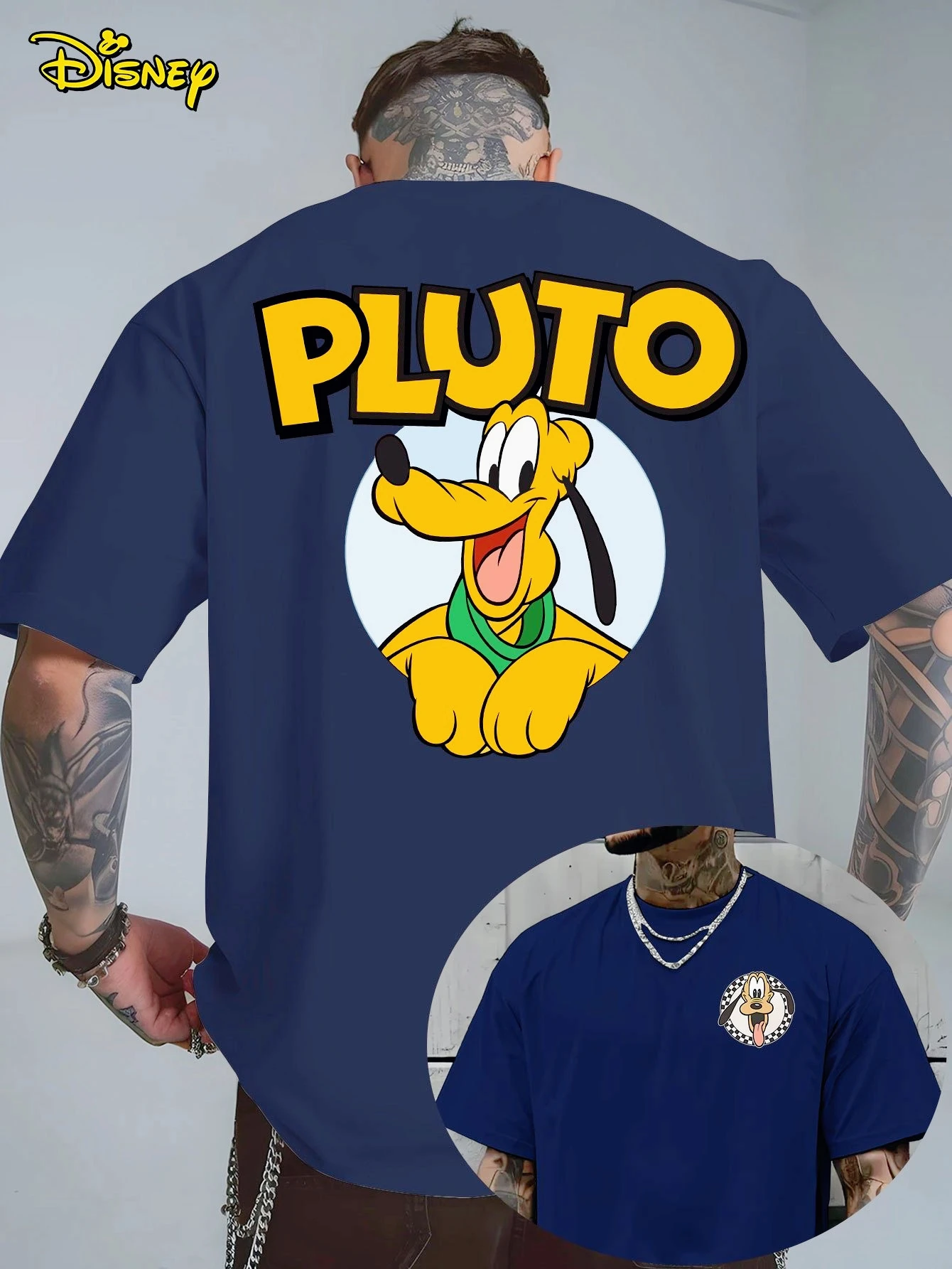 ديزني بلوتو تي شيرت مطبوع للرجال ملابس خارجية يومية أفضل الرجال والنساء جميع المواسم القطن طاقم الرقبة قصيرة الأكمام #5