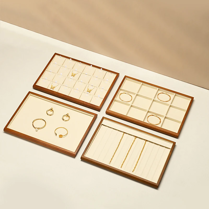 Oirlv Retro Wooden Ring Tray Earrings Tray Bracelet Pendant Necklace Tray Jewelry Shop Props Display Storage Organizer Showcase