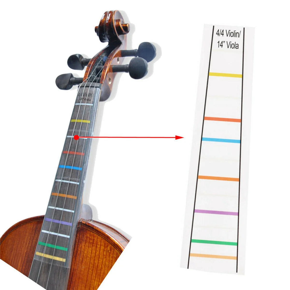 4/4 Violin Fretboard Sticker Fingerboard Marker Fiddle Learn Note Chart Tape 4Pcs