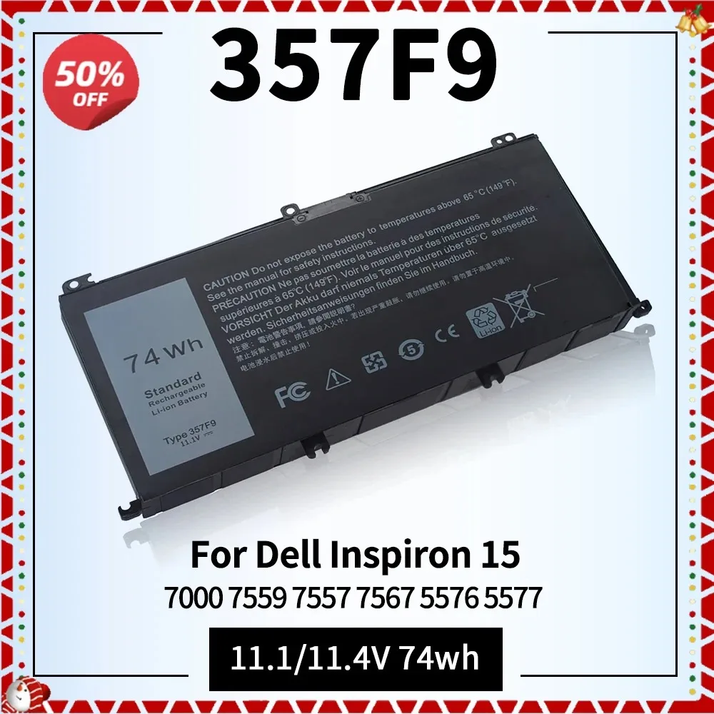 357F9 Laptop Battery for Dell Inspiron 15 5576 5577 7000 7559 7557 7567 INS15PD Series P65F 71JF4 0GFJ6 P57F 071JF4 0357F9 74WH