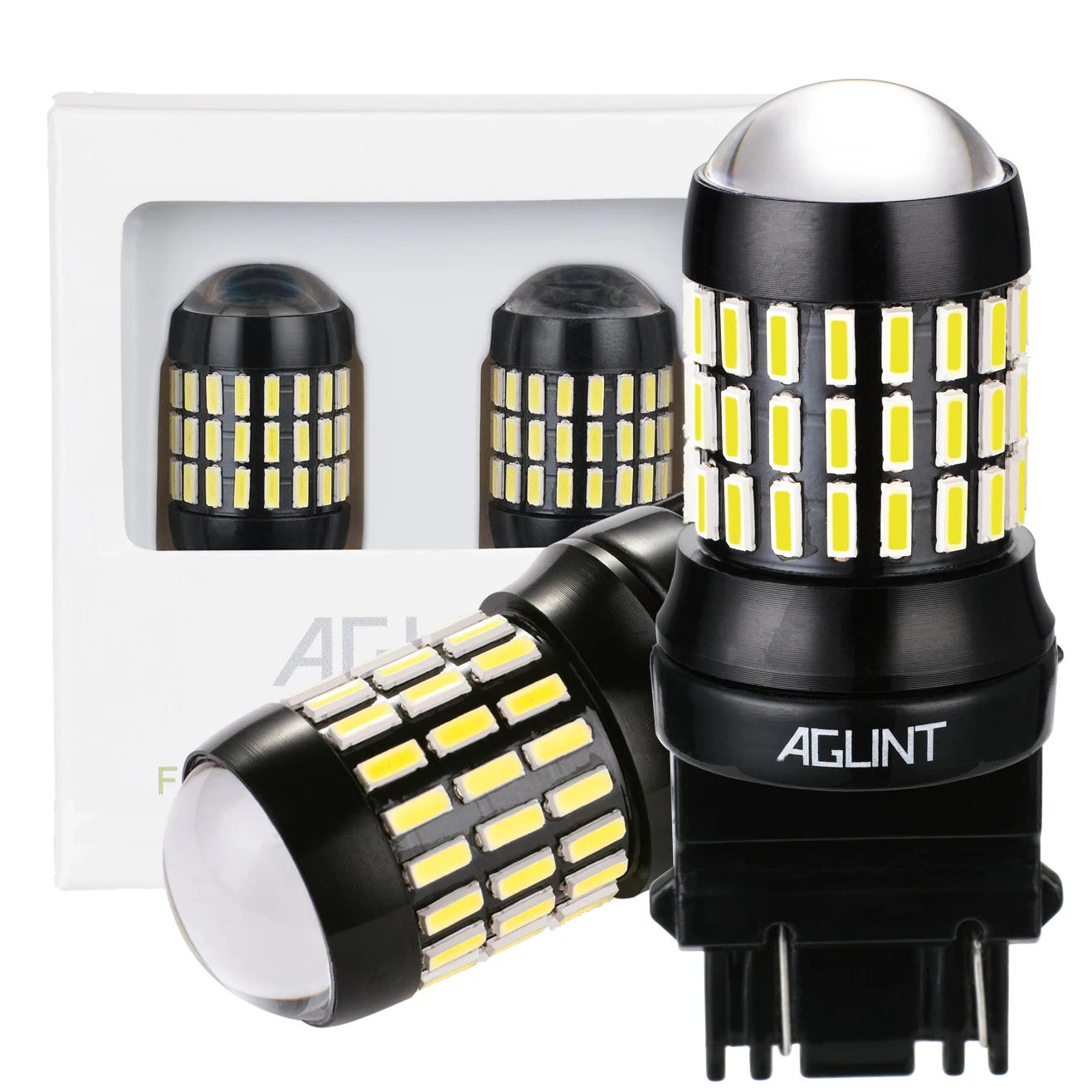 

AGLINT 2PCS White Car LED Bulb T25 P27W 3157 4014 Extremely Bright Automotive for Backup Reverse Brake Light 6000k 12V 24V