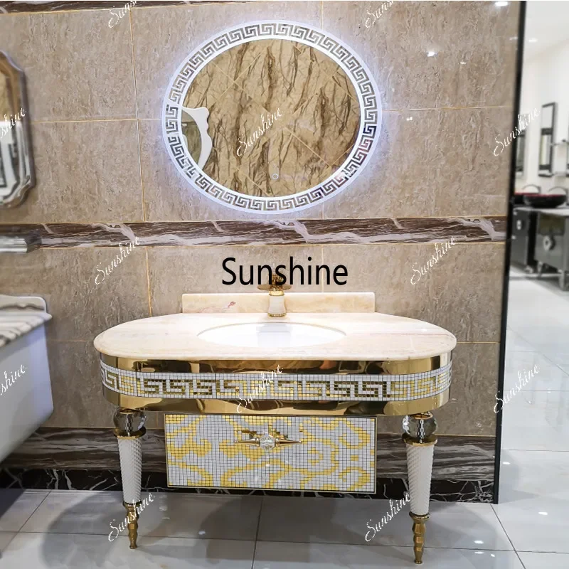 French bathroom bathroom cabinet combination light luxury stainless steel master bedroomTJ