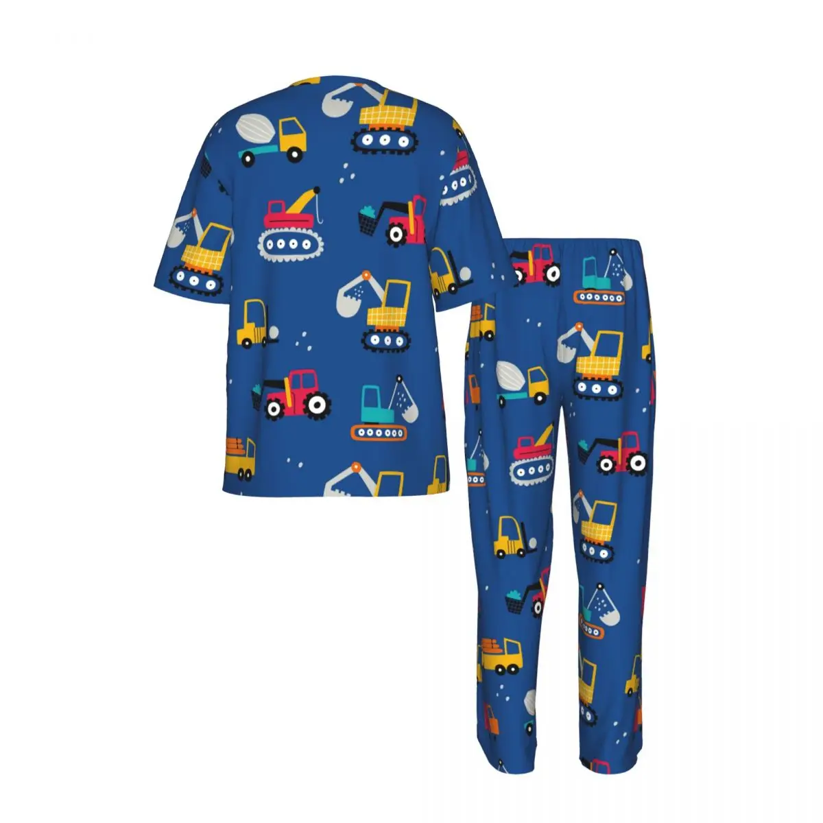 Men's short-sleeved pajamas two-piece trousers Cute Truck Car home wear suit sleepwear view 3