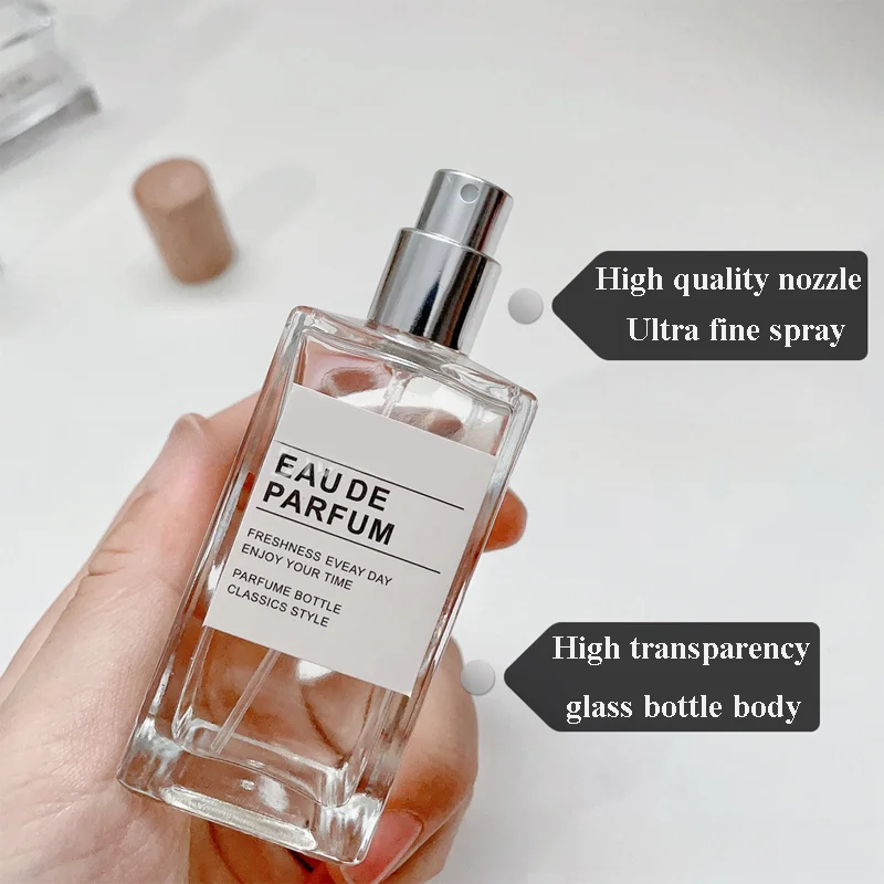 30 ml 50 ml Nachfüllbare Kosmetikbehälter Parfüm Leeres Glas Tragbare Reise Flache Quadratische Sprühflasche Ersatz Holzdeckel – Detail 4