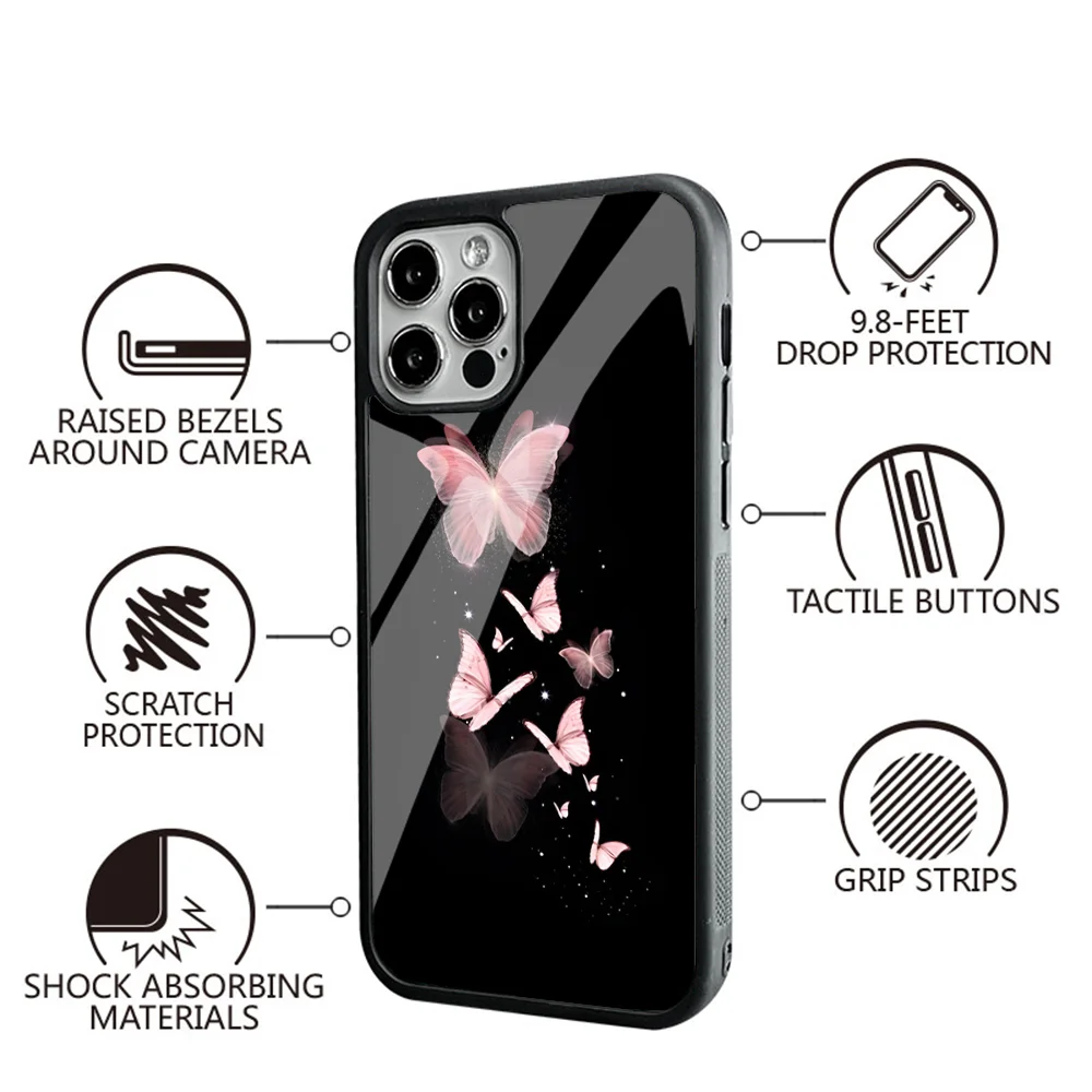 Little Butterfly Phone Case For IPhone 11 12 13 14 15 Plus Pro Max Mirror Acrylic PC TPU Cover