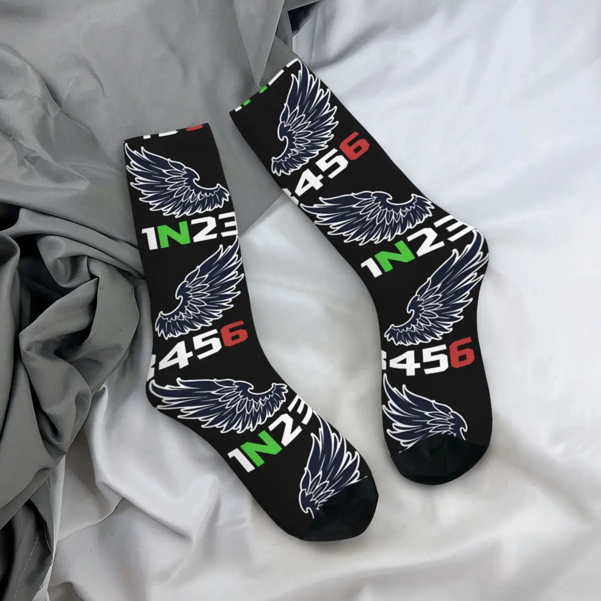 Vintage 1N23456 Angel Men's compression Socks Unisex Two Sides 1n23456 Harajuku Seamless Printed Novelty Crew Sock