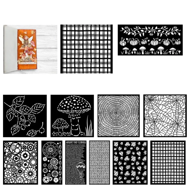 Madera hojas de tartán bellotas araña setas bayas nubes engranajes troquelado de corte de Metal sello Scrapbooking decoración para diario relieve