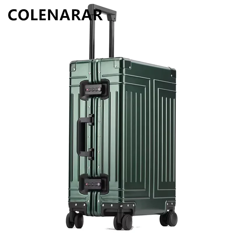 COLENARA Men's Suitcase Full Aluminum Magnesium Alloy Boarding Box Large Capacity Trolley Case 20