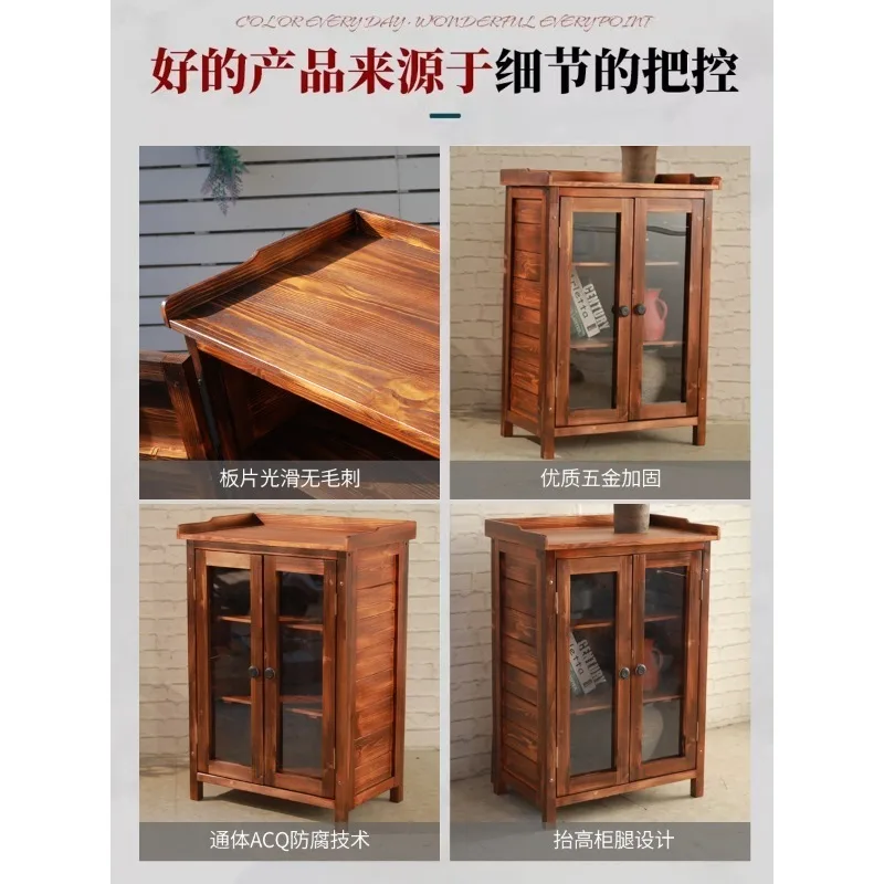 New living room custom solid wood tea, low cabinet, dining side cabinet, antique floor-to-ceiling storage cabinet integrated aga