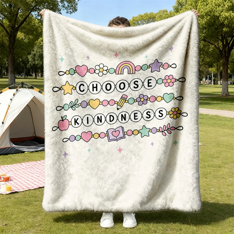 Choose Kindness Flannel Blanket, Friendship Bracelet Teacher Flannel Throw, Elementary Teacher Gift, Back To School