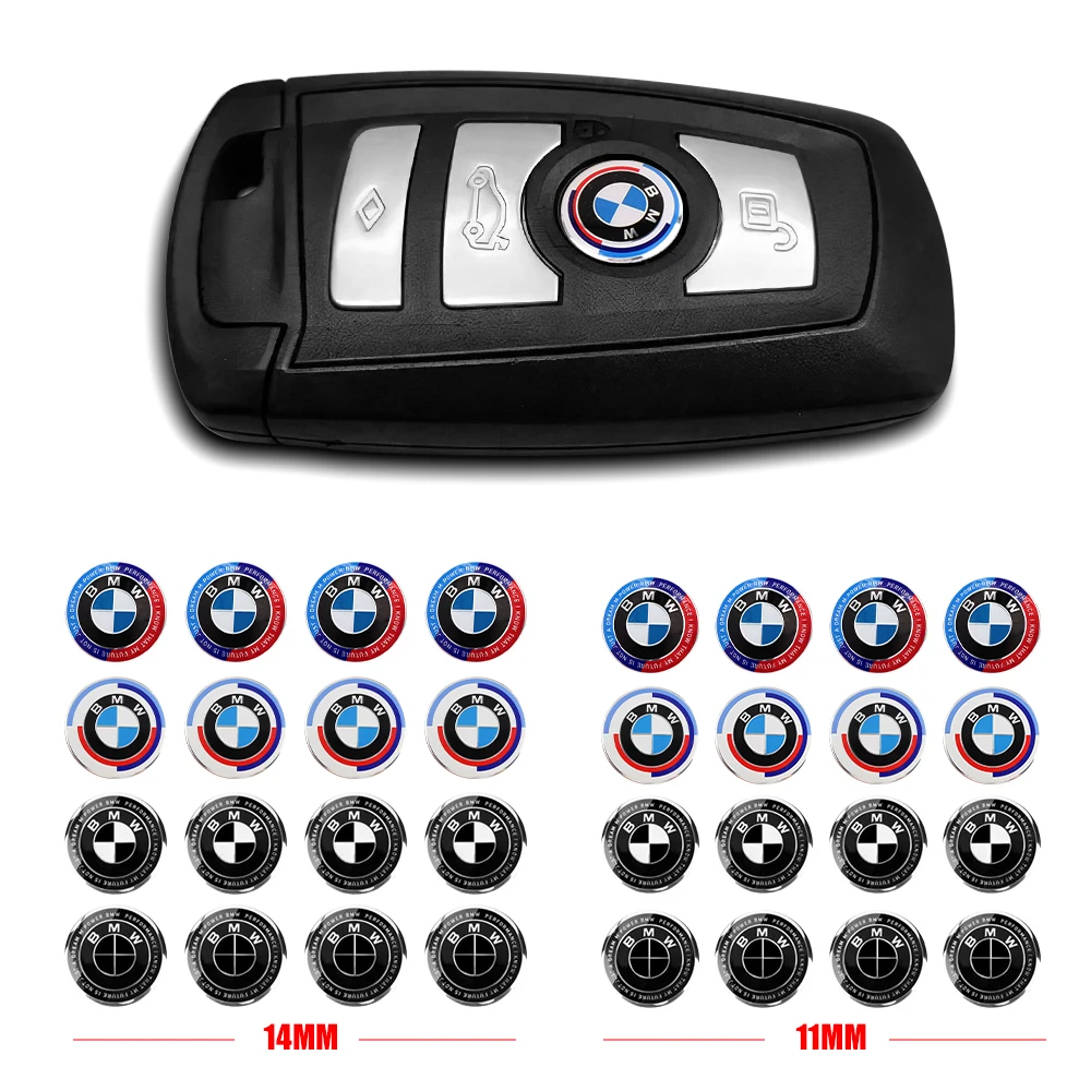 10pcs/set 11MM 14MM Metal Car Remote Key Logo Sticker For BMW M E90 E91 E92 X1 X2 X3 X4 X5 X6 F01 F02 F07 F10 F15 F16 F20 F25