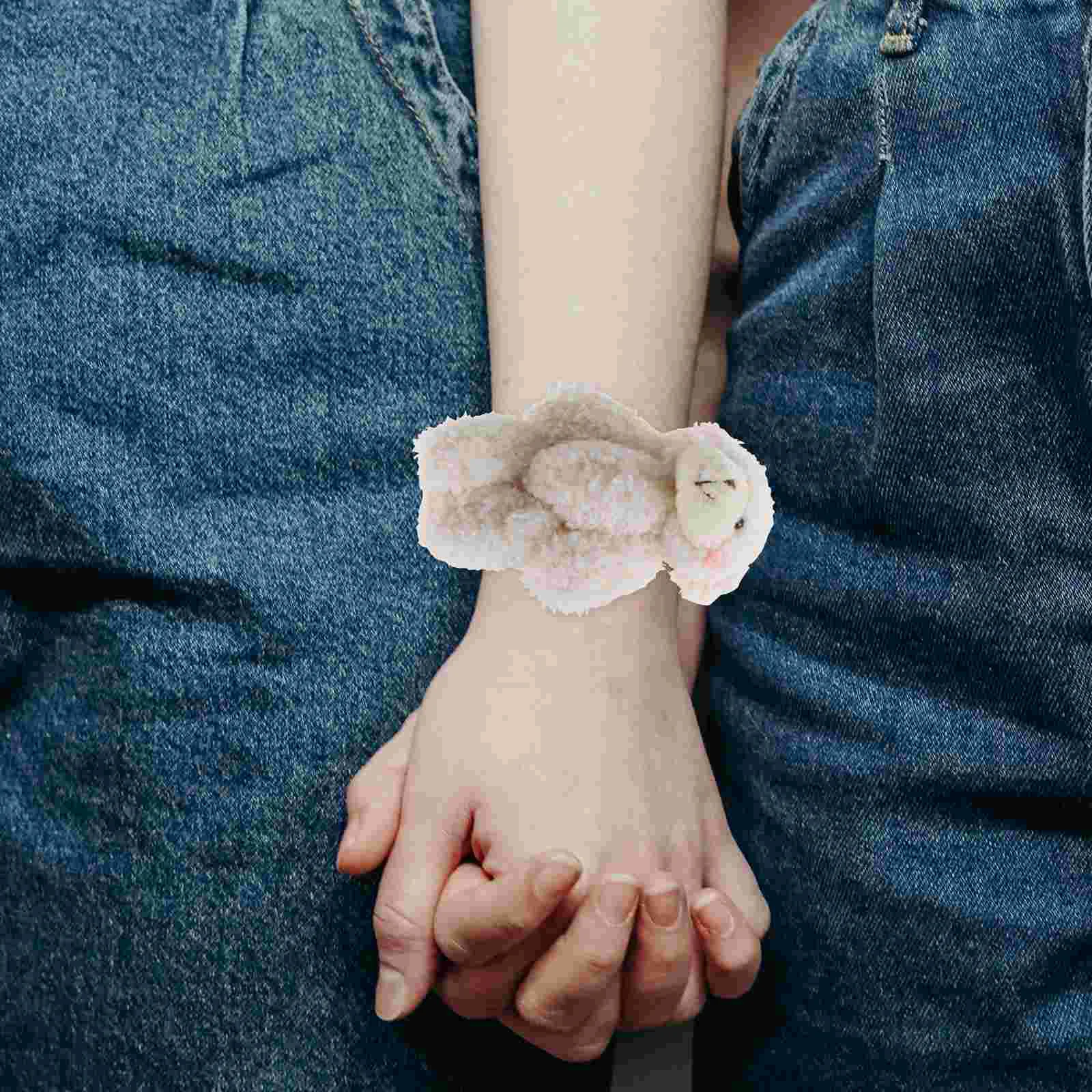 Bracelets en peluche pour enfants, anneau de claque d'ours, prix de la salle d'irritation, animal, mini cadeaux de fête, blanc, 235x85x5cm, 2 pièces