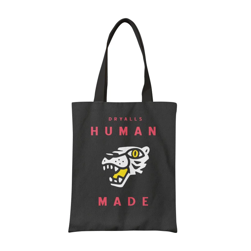 

Human Made Japanese Style Tiger Canvas Crossbody Bag for 14 Inch Laptop Students Shoulder Hand Shopping Tote