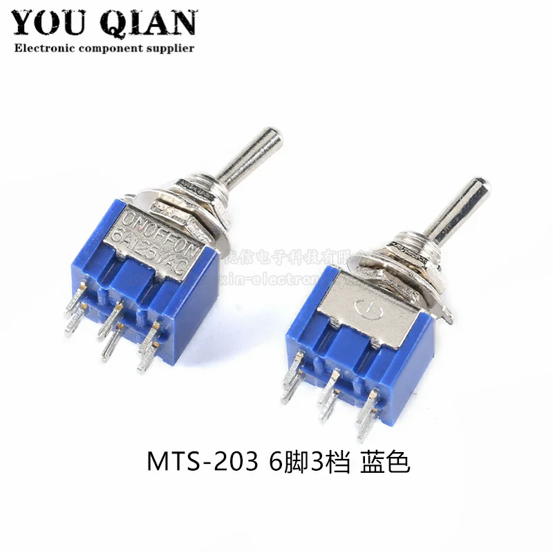 5PCS MTS-102 MTS-103 MTS-202 MTS-203 6A 125V Mini 3/6PIN ON-OFF/ON-OFF-ON Toggle Switches For Switching Lights Motors