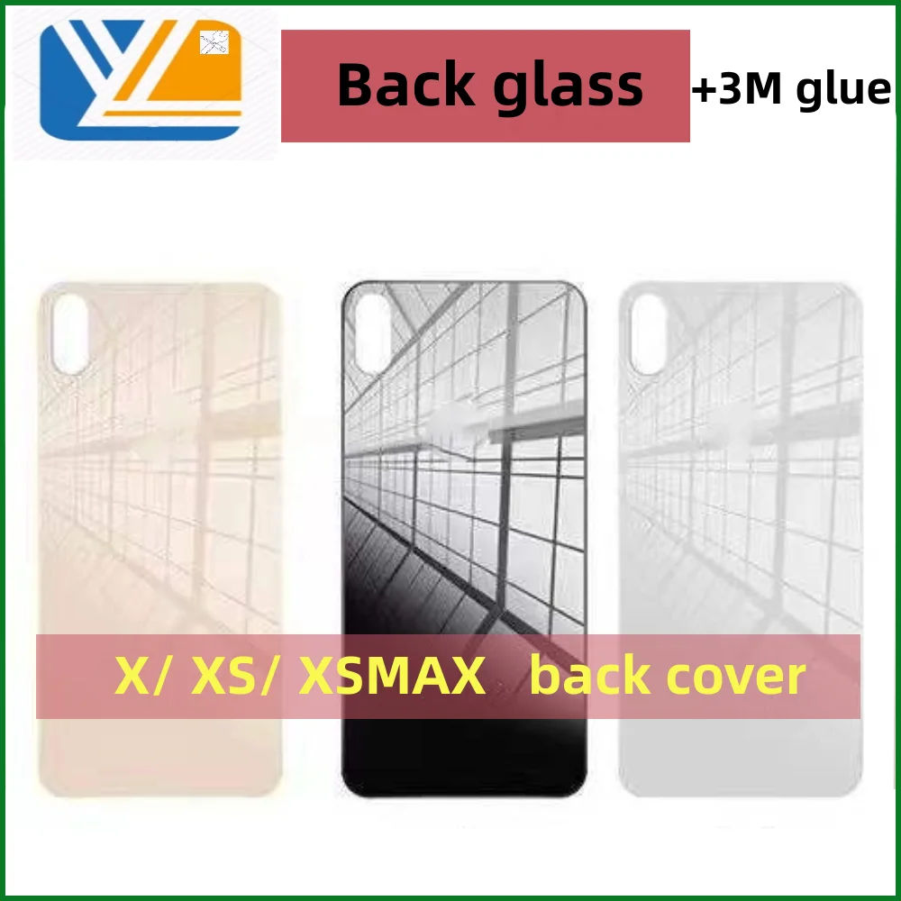 Back Cover Glass+3M glue For iPhone X XS XSMAX Fast Replacement High Quality Housing Battery Cover Big Hole Rear Glass x Back