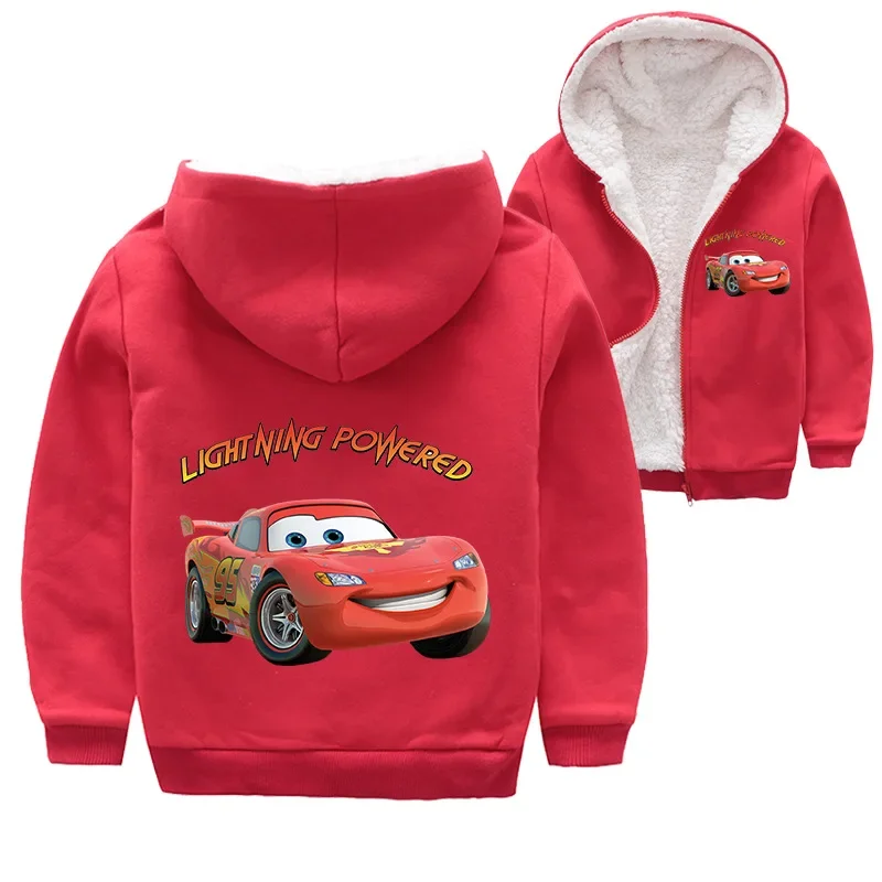 Mantel tebal anak-anak musim dingin, MOBIL McQueen motif kartun Pixar, pakaian luar bayi laki-laki perempuan, jaket ritsleting, Pullover, piyama mantel