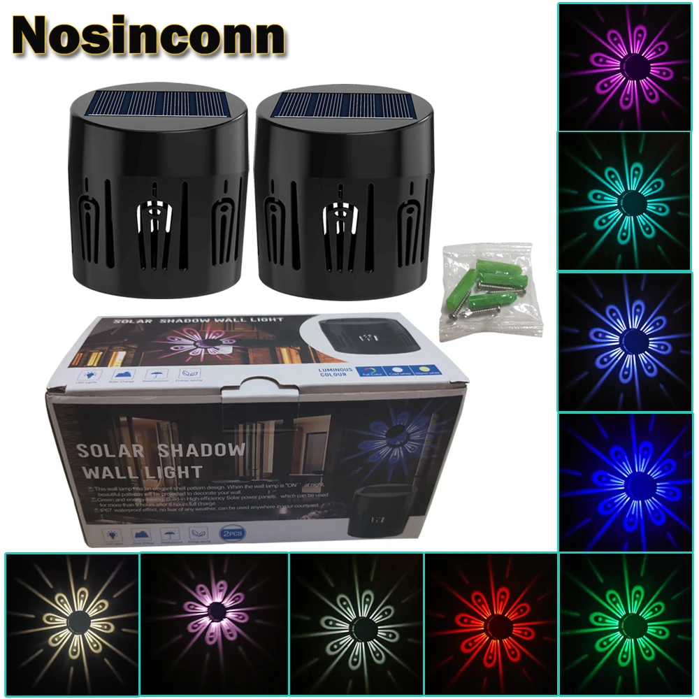 Imagem -02 - Cerca Solar Luz Exterior Decorativa Abs Rgb Bela Flor Sombra Lâmpada de Parede para Parede Pátio Escada Quintal Caminho Pátio Pacote