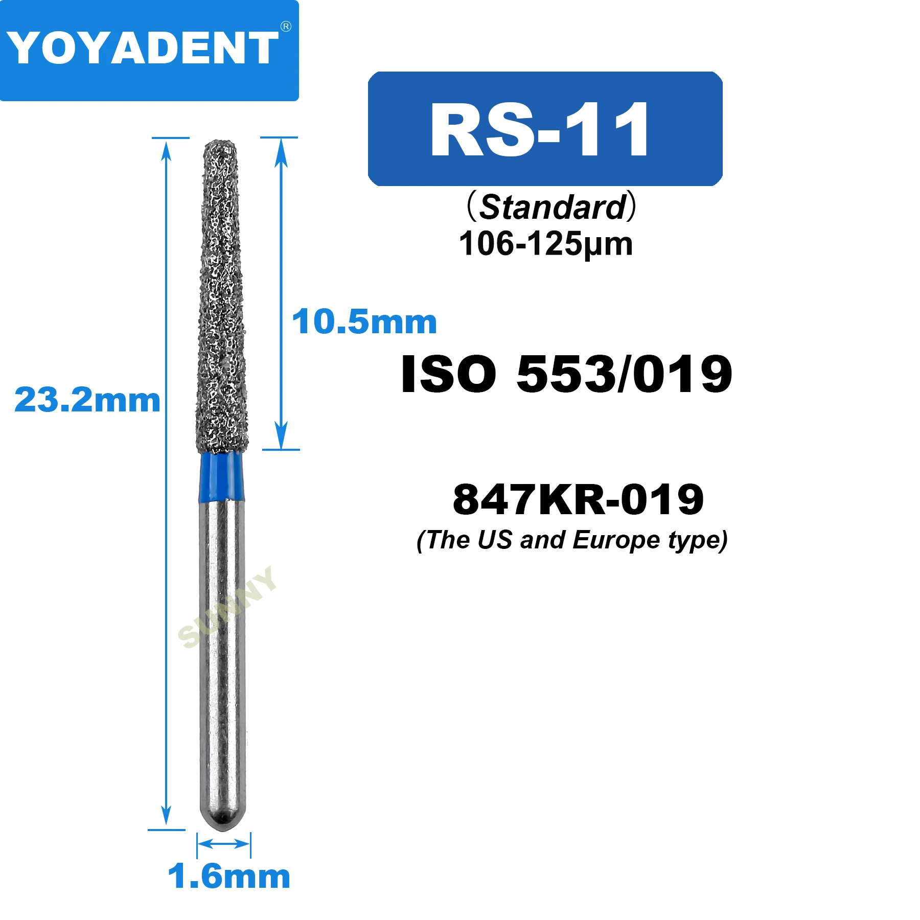 Jenis RS standar bor gigi berlian strawberry kedokteran gigi Burs untuk kecepatan tinggi Handpiece dia.1.6 mm 10 buah/pak