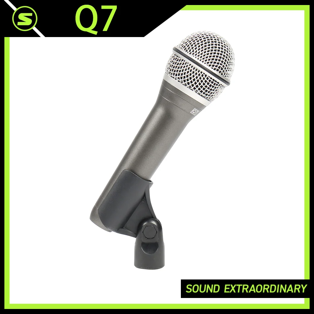 Micrófono Supercardioide Dinámico Profesional Q7 con Cable para Transmisión en Vivo, Karaoke, Actuaciones en Escenario y Grabación