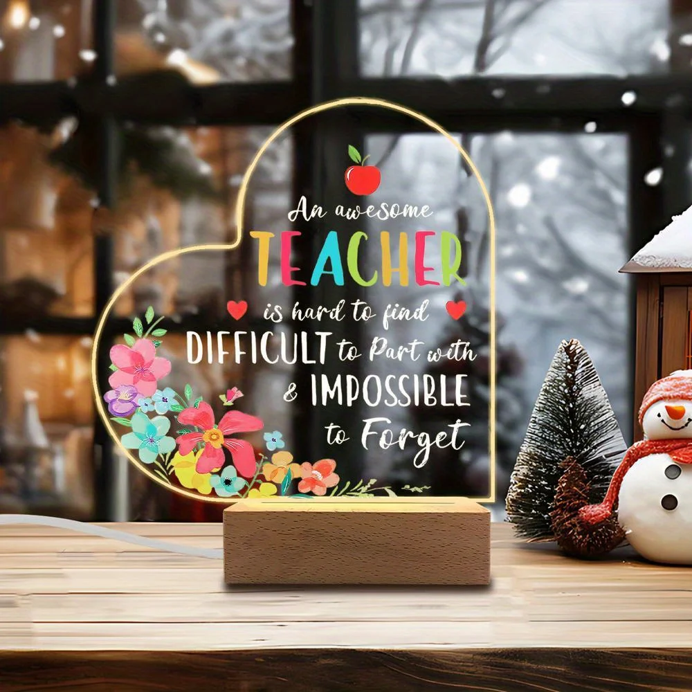 1 قطعة ملحقات التصوير الفوتوغرافي للديكور المضيء من الأكريليك ، قاعدة USB ، هدية المعلم ، تماثيل قابلة للجمع للعطلات/العودة إلى المدرسة #4