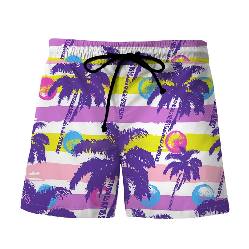 Hawaiian Tropical Plants 3d Print Beach Shorts Men Summer Street Short Pants Fashion Surf Board Shorts Male Loose Swim Trunks