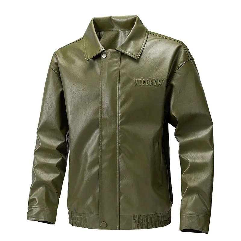 سترة جلدية فضفاضة ومريحة وعصرية وعصرية وياقة كلاسيكية مريحة ومتعددة الاستخدامات وقابلة للتنفس للخريف والشتاء