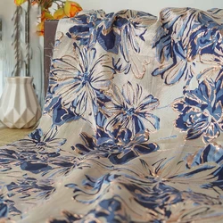Gold Silk Large Flower Yarn Dyed Jacquard Fabric Women's Cheongsam Jacket Dress Sewing Decorative Fabric 50cmx150cm