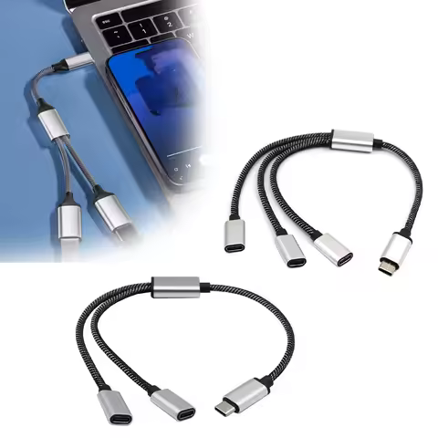 USB C Male to Double USB C Female Splitter Type C Hub for Gaming Handle and Charger Powerbanks R4F4