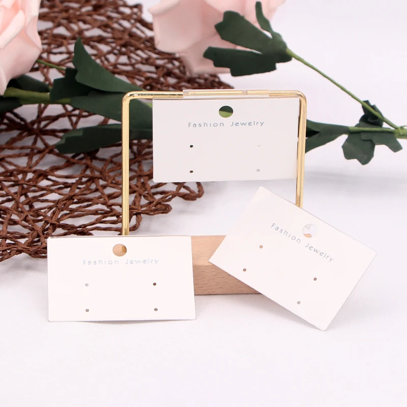 

Wholesale 100Pcs/Lot PVC+Paper Earrings Card 6x4cm Hanging Jewelry Card White Ear Studs Display Packaging Cards