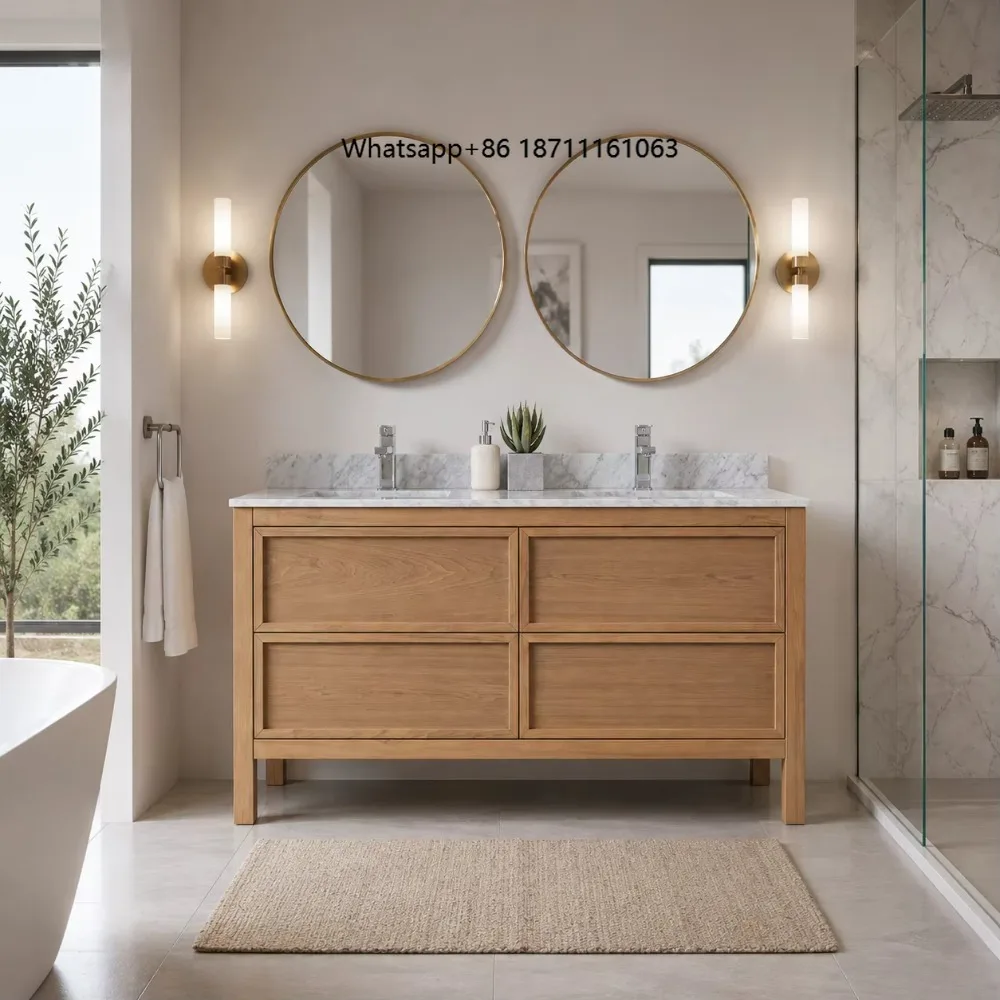 Modern Floor Standing Bathroom Vanity Cabinet Furniture Set Smart Mirror Ceramic Wash Basin Storage Cabinet for Warehouse Use