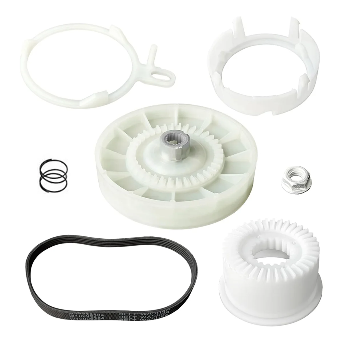 W10721967 Washer Pulley Clutch Kit, W10006384 Washer Drive Belt Replacement Kit Compatible for Whirlpool Kenmore Maytag