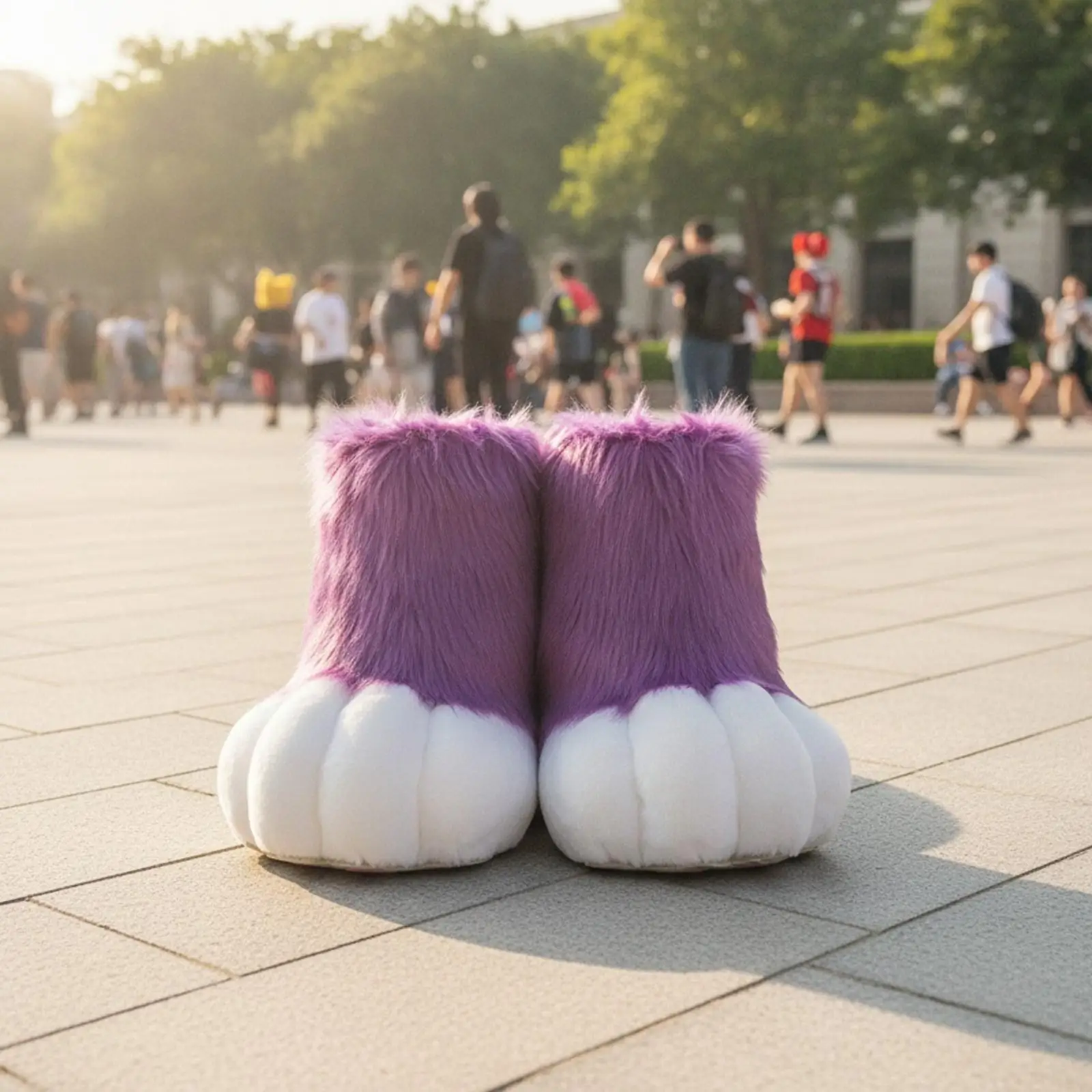 Adult Cosplay Furry Footwear Plush Paw Shoes for Costume Parties Anime Events with Durable Grip Outsole Design