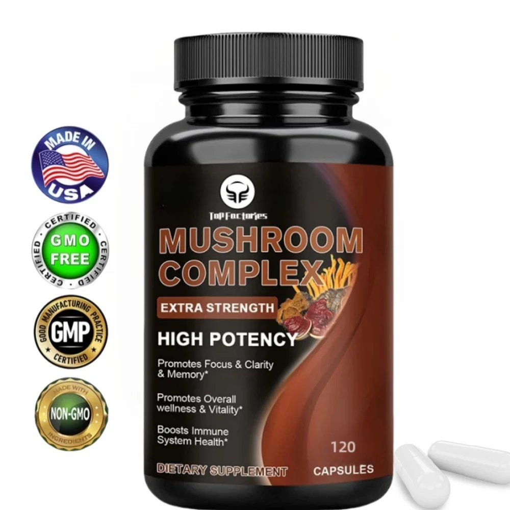 10 Mushrooms Blend Supplement - Lions Mane, Cordyceps,Turkey Tail -Natural Stress & Mood Support Brain, Memory & Focus, Immune