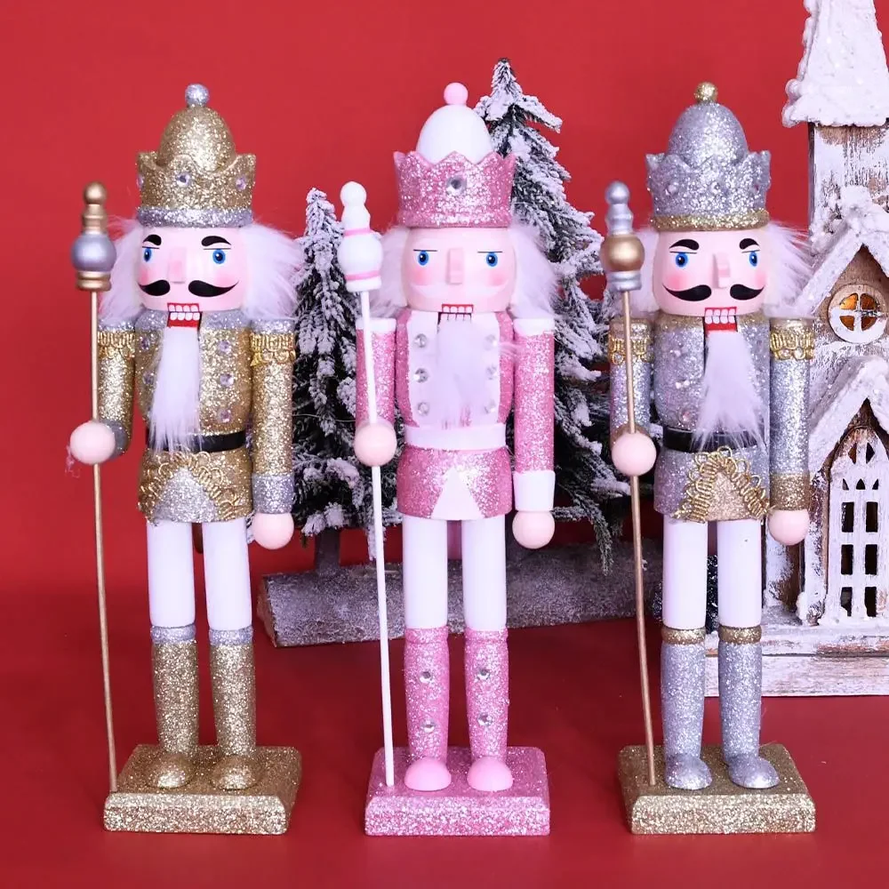 30CM Wooden Nutcracker Soldier Figurines Ornaments Nutcracker Puppet Desktop Crafts Kids Gifts Christmas HomeDecorations