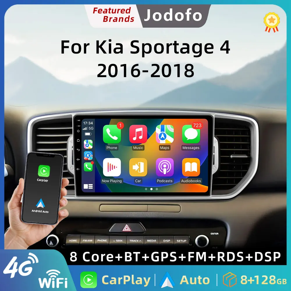 Jodofo Car Multimedia Radio For KIA Sportage 4 2016 2017 2018 2019 Wireless Carplay Android Auto Qualcomm Car Stereo 4G Wifi