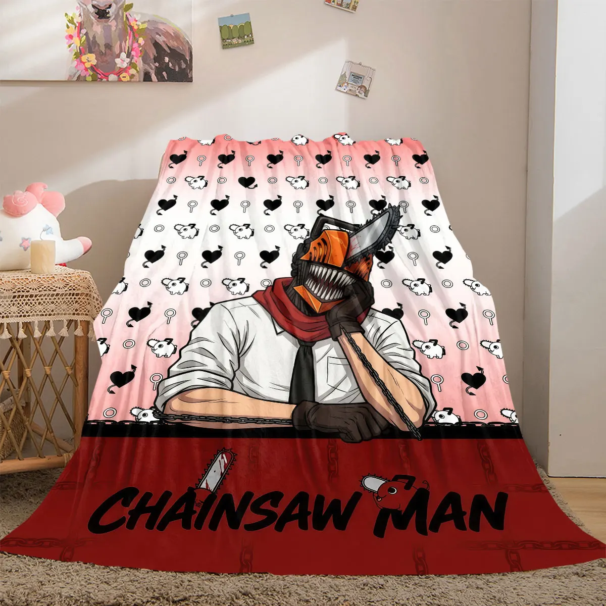 Chainsaw Man Ultimate 2D Print Flannel Blanket Vivid Anime Graphics Design for Couch Beds Chair Travel Picnic Throw_LIAN