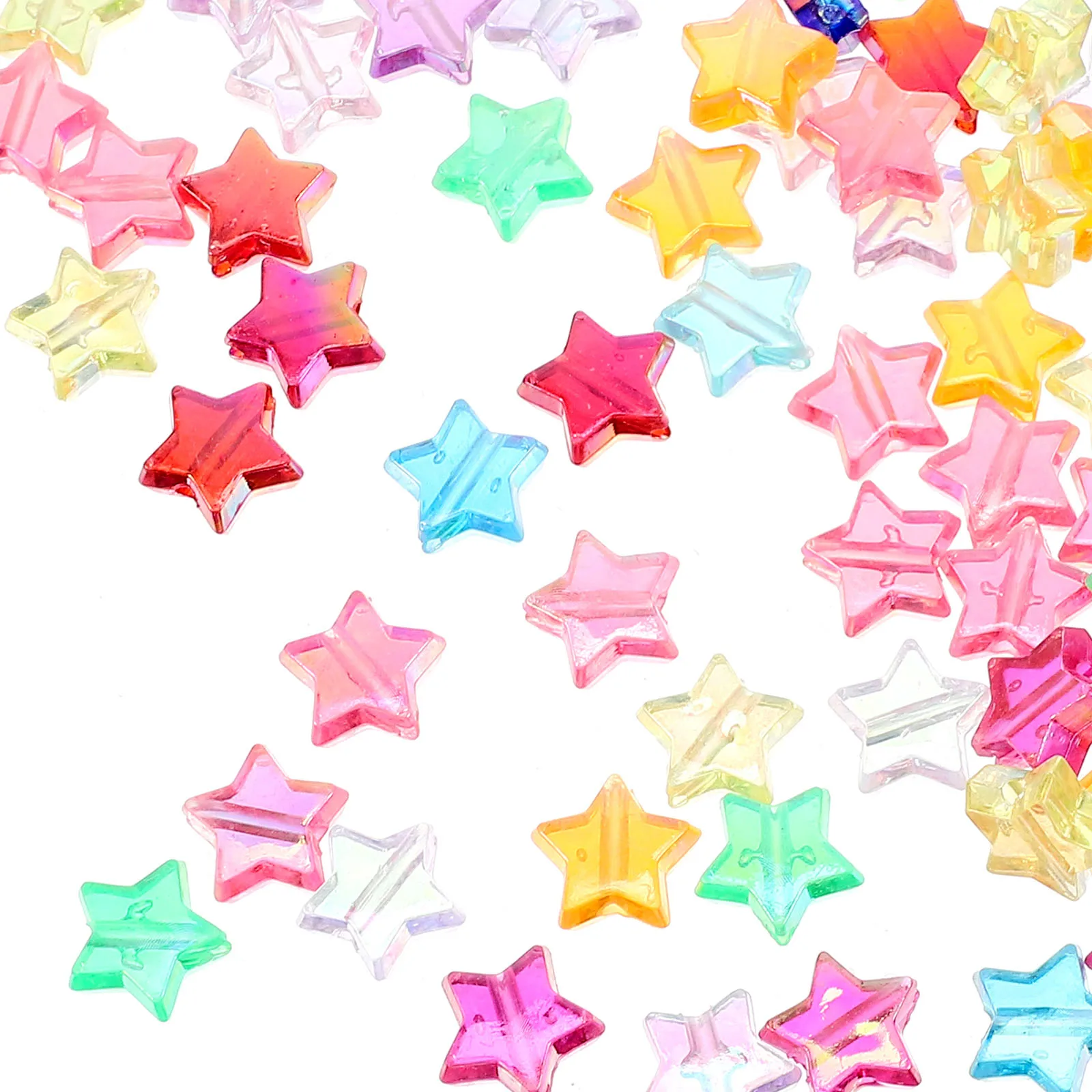 

600Pcs Acrylic Clear Colored Star Beads For Necklace Making Heart Shaped Smooth Surface Jewelry Making Crafts Accessories